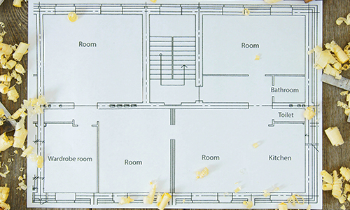 3 BHK with 2 Toilets Floor Plan